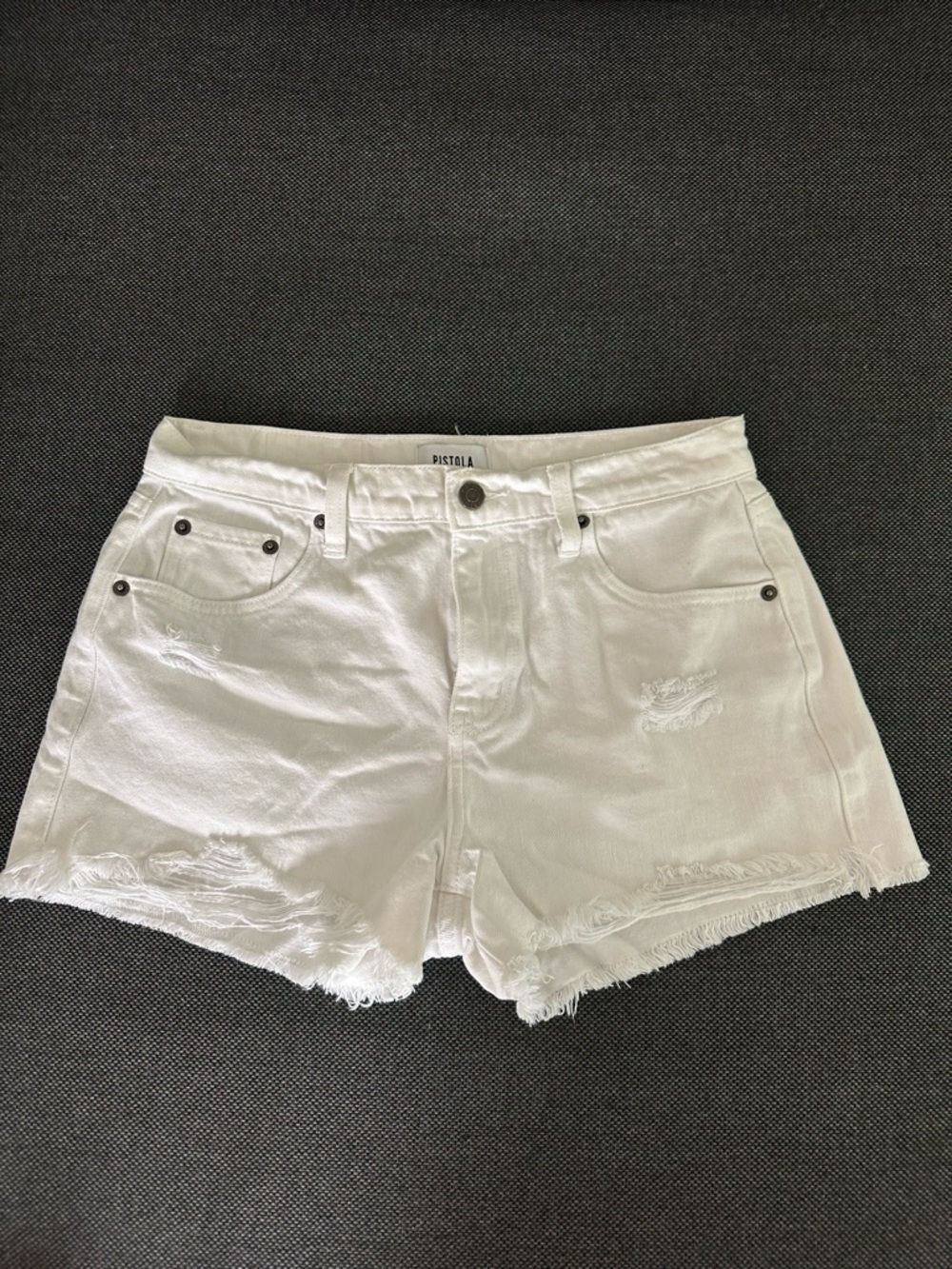 pistola White Distressed High-Rise Denim Cutoff Shorts